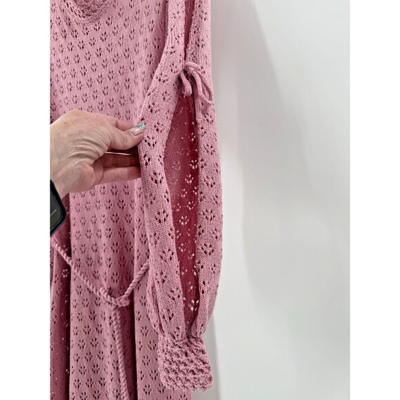 Vintage RARE GORGEOUS Miss Joann California Knit Crochet Pink Split Sleeve "10" - Picture 2 of 13